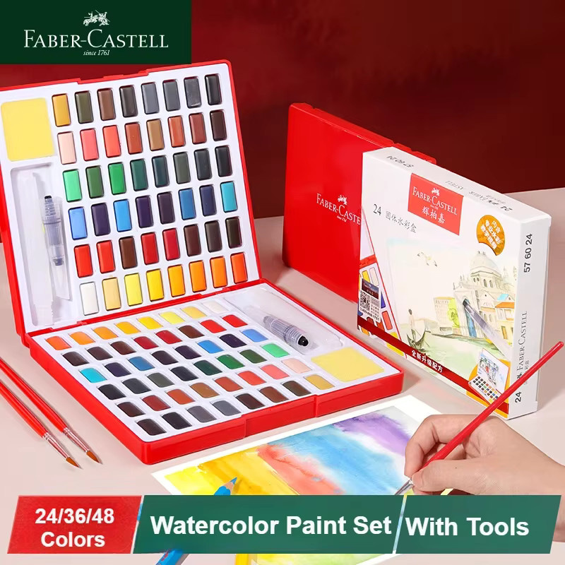 Faber Castell Aquarellfarben-Set in Multicolour mit Wasserpinselstiften und Schwamm im tragbaren Koffer für Anfänger und Profis - Bild 2