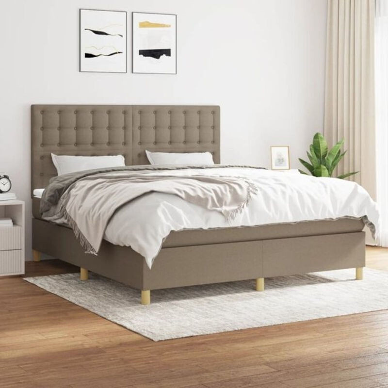 Vidaxl Boxspringbett mit Matratze in Taupe meliert aus Stoff, B/B/H: 180 x 200 x 118 cm - Bild 1