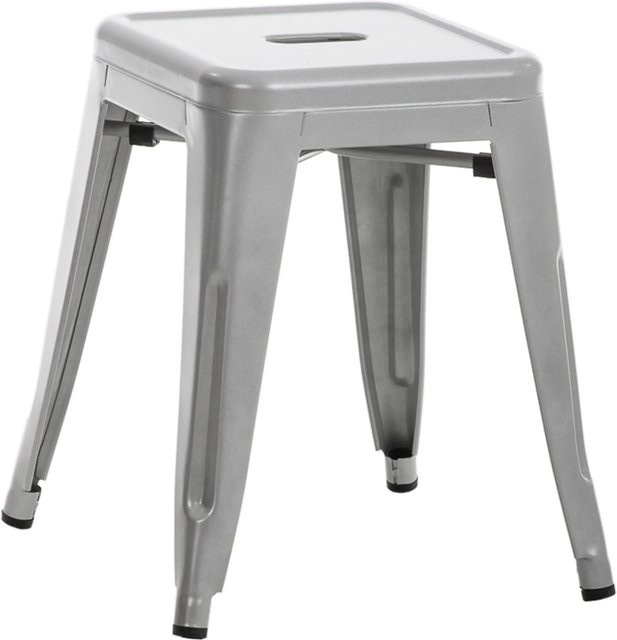DELUKE Hocker FULDA Stapelhocker aus Metall in Silber, B/T/H: 40 x 40 x 46 cm - Bild 1