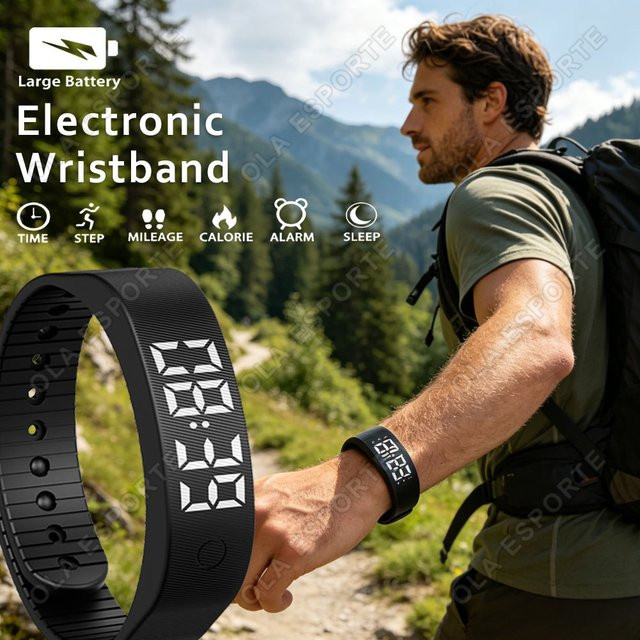 YeasMaie HW12 Smartwatch Wasserdichtes Smartband mit LED Digitalanzeige und Vibrationsalarm in Schwarz für Unisex - Bild 1