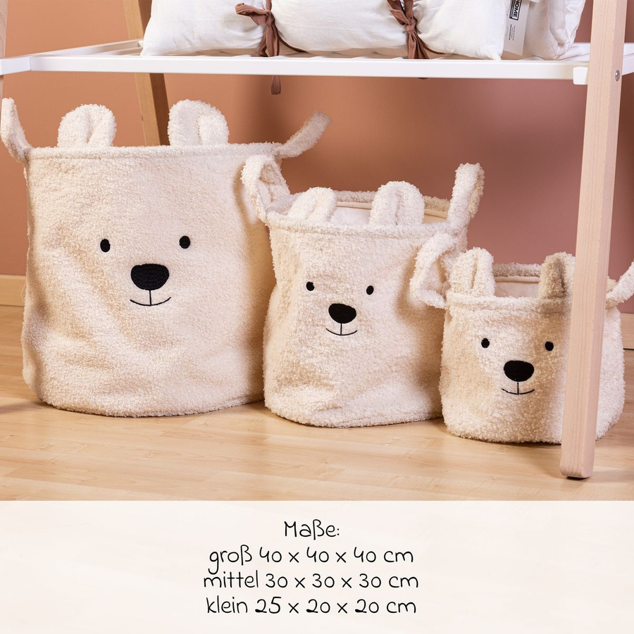 Childhome Aufbewahrungskorb Teddy 3er Set in Offwhite und Beige mit Griffen - Bild 2