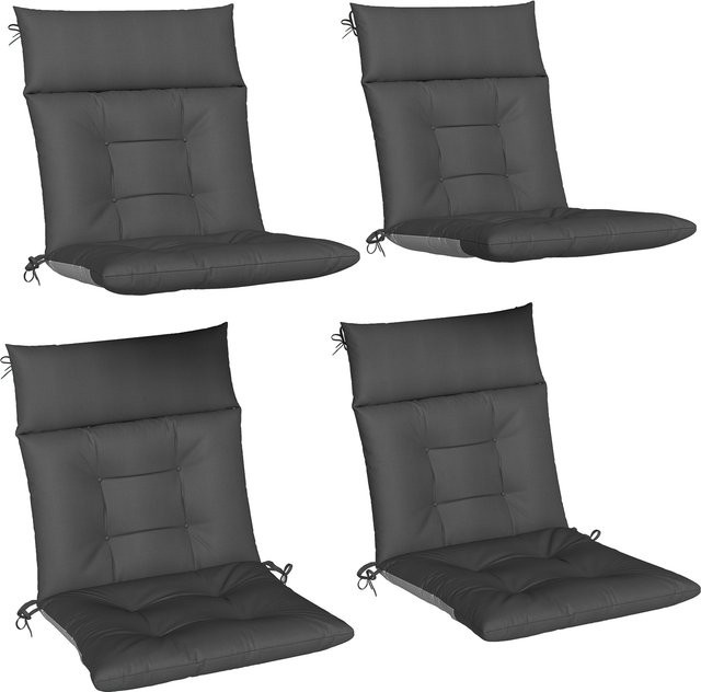 Outsunny 4er Set Sitzkissen Dunkelgrau, wasserabweisend und rutschfest, B/B/H: 111,5 x 53 x 8 cm - Bild 1