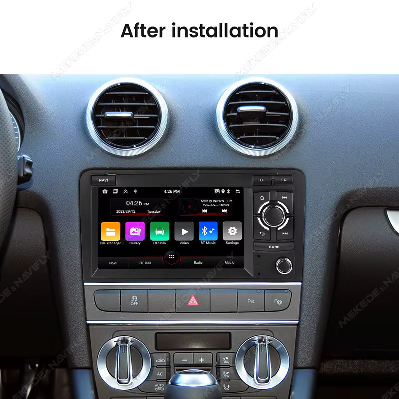 MEKEDE 7-Zoll Android Navigationssystem mit GPS und Wi-Fi für Audi A3 8P 2003-2011 S3 RS3 Sportback, Carplay-Display, Schwarz - Bild 2