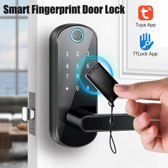 Tuya Smart Fingerabdruck-Türschloss luxuglow WLAN Digitales Touchscreen-Schloss mit NFC und IP68 Wasserdicht in Schwarz oder Silber - Bild 1