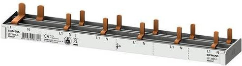Siemens Stiftsammelschiene kompakt 10mm2 silber, Anschluss 2p (L & N), 1x FI 2-pol + 5x AFDD 5SM6 - Bild 1