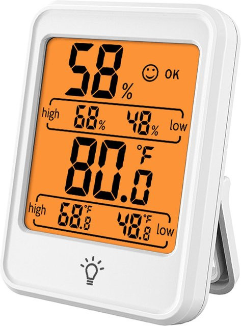 TOMTOP JMS Digitales Hygrometer-Thermometer zur Messung von Innentemperatur und Luftfeuchtigkeit mit großem LCD-Display in Weiß - Bild 1