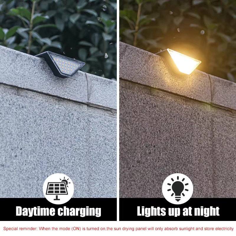 XIWANGFIRE LED Solar-Dreieck-Stufenleuchte in Schwarz mit warmweißem Licht für Garten, Balkon und Außenbereiche - Bild 3