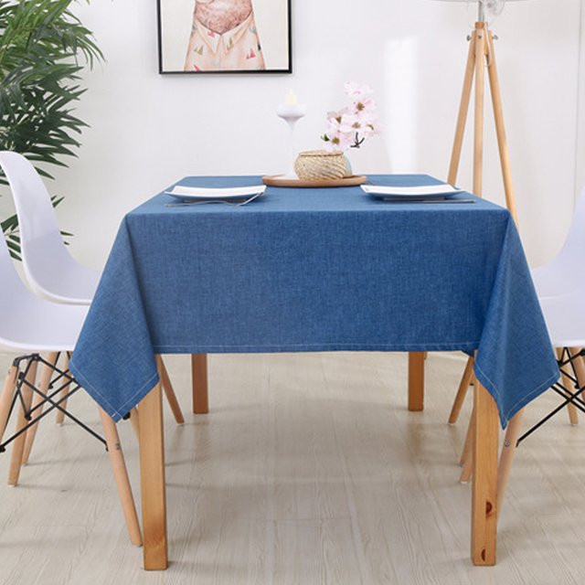 Wasserdichte und ölbeständige Tischdecke von New Home D, rechteckige Tischabdeckung aus beschichtetem Baumwoll-Leinen in Grau oder Blau - Bild 1