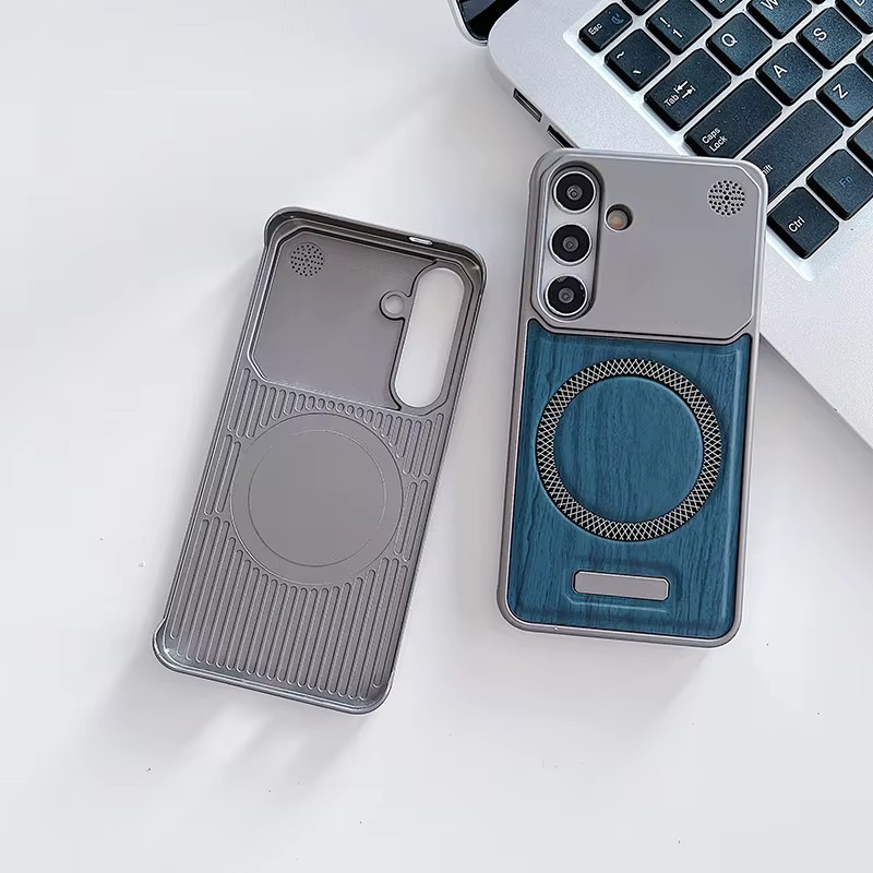Magnetische Handyhülle in Holzmaserung-Leder-Optik für Samsung Galaxy S26 Ultra S25 S24 Plus S23 S22 Ultra A55 A35 A56 A36 A37 mit MagSafe Kompatibilität, Mehrfarbig - Bild 2