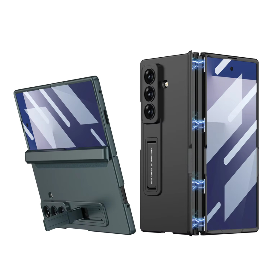 Samsung Schutzhülle für Samsung Galaxy Z Fold 7 mit magnetischem Scharnier, Bildschirmglas und matter Standabdeckung in Schwarz oder Grün - Bild 3