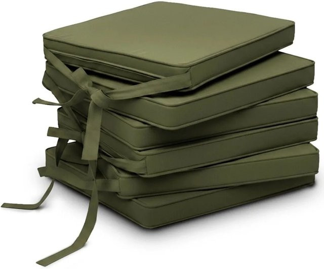 Beautissu Loft SK Stuhlkissen 6er Set Olivgrün B: 45 cm, T: 40 cm, H: 5 cm - Bild 1