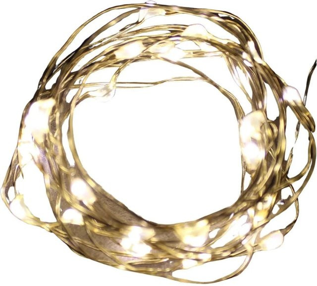 Lex Micro LED Drahtlichterkette mit 20 LEDs in Warmweiß und silbernem Metalldraht, Batteriebetrieben - Bild 1
