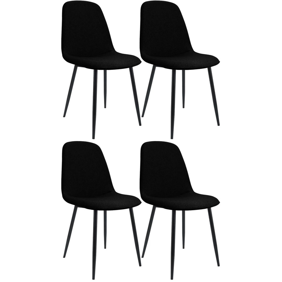 4er Set Esszimmerstühle DELUKE RAZON in Schwarz aus Stoff und Metall, B/T/H: 45 x 54 x 88 cm - Bild 2