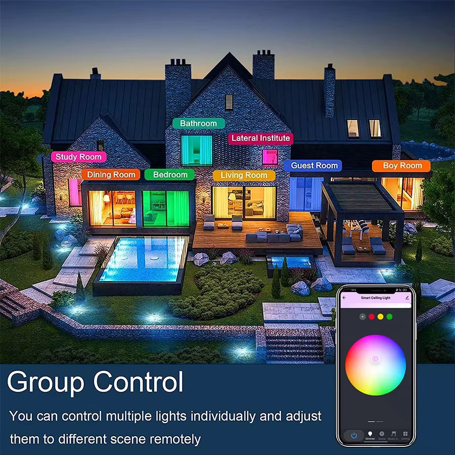 Tuya Smart WiFi Deckenleuchte RGB 24W mit App-Steuerung und Kompatibilität für Alexa und Google Assistant, kreisförmige Umgebungsleuchte in Weiß für dein Schlafzimmer - Bild 5