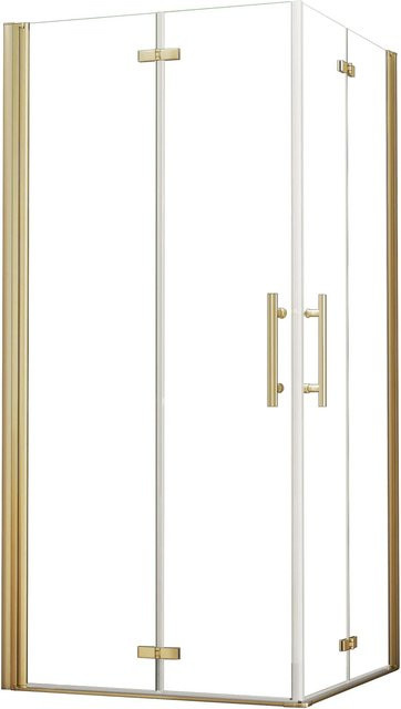 AICA Duschkabine als Eckeinstieg mit Falttür in Gold Gebürstet, ESG-Glas 6mm mit Nano-Beschichtung, B/T/H: 100 x 100 x 195 cm - Bild 1