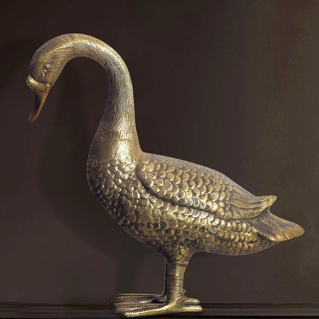 Dekofigur FineBuy Gans in Gold aus Aluminium mit modernem Design, Höhe: 46 cm - Bild 1