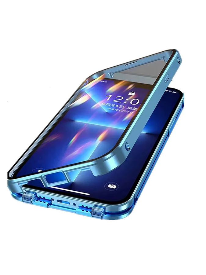 RUWANHU Magnetische Handyhülle für iPhone 16 Pro Max, 15 Pro Max, 14, 13, 12, 11 mit 360 Grad Vollschutz, Metall und Glasverschluss, Schwarz - Bild 6