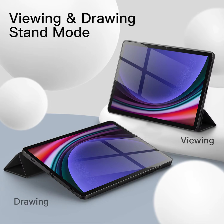 QIJUN Magnetische Schutzhülle aus PU-Leder für Samsung Galaxy Tab S7 S8 S9 FE 10,9'' 11'' X510 X710 mit Tri-fold Standfunktion in Blau oder Schwarz - Bild 3
