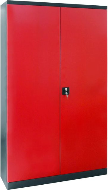 PROREGAL Stahlschrank Owl mit 4 Fachböden und Schloss, Farbe Anthrazitgrau Rot, H x B x T: 192 x 110 x 38 cm - Bild 1