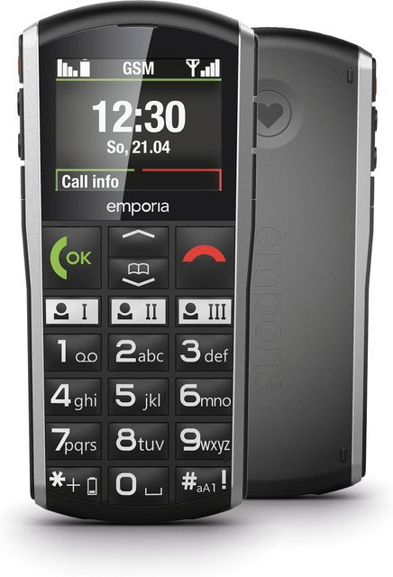 Emporia SIMPLICITY 2G Senioren-Handy mit SOS-Funktion und Ladestation in Schwarz und Silber - Bild 1