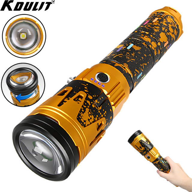 KDULIT LED-Taschenlampe mit Zoomfunktion und Akku, superhelle taktische Suchlaterne aus Aluminium für den Außenbereich - Bild 1