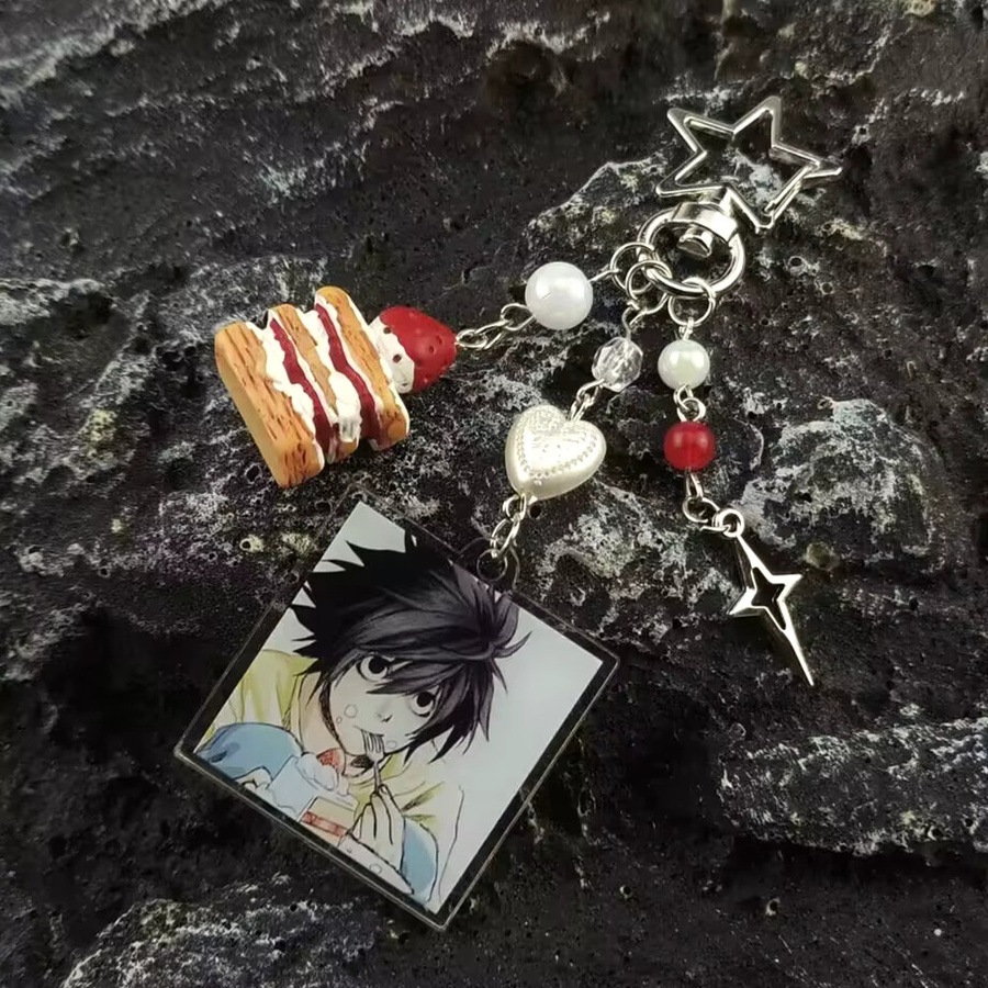 YiYuYiHua Schlüsselanhänger, Anime Death Note L Lawliet, Silber, Unisex - Bild 2