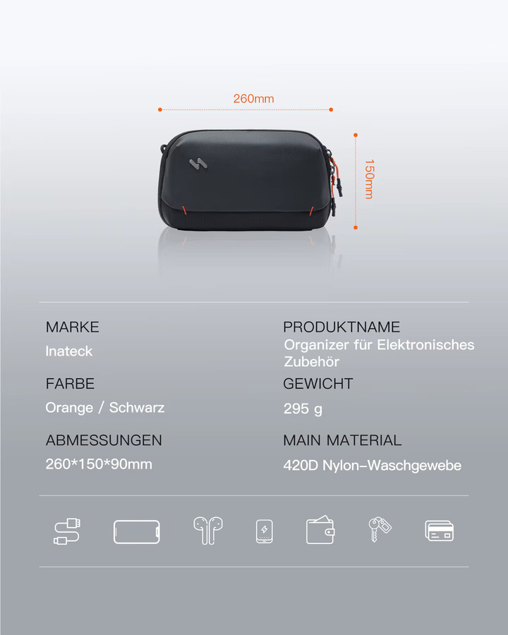 Inateck Organizer für Elektronisches Zubehör, wasserresistente Reisetasche, ABM35S - Bild 2