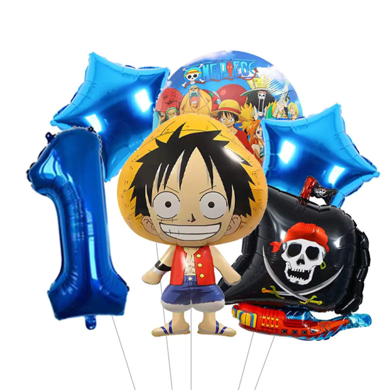 Bandai One Piece Geburtstagsparty-Set mit bunten Cartoon-Figuren-Luftballons und Zahlenballons für Kinder - Bild 2