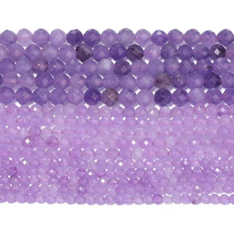 Kuoyu Perlen Amethyst, rund, facettiert, 2/3/4mm - Bild 3
