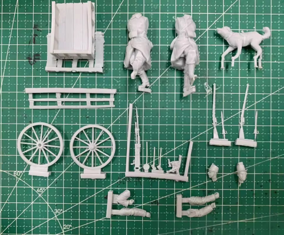 GK Modellbausatz Miniatur-Soldat der belgischen Armee, zwei Plus-Hundewagen, 1/35 - Bild 2
