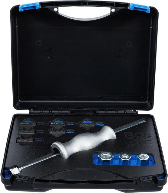 BGS Gleithammer-Satz mit Gewinde-Adaptern, 12-tlg., Silber - Bild 1