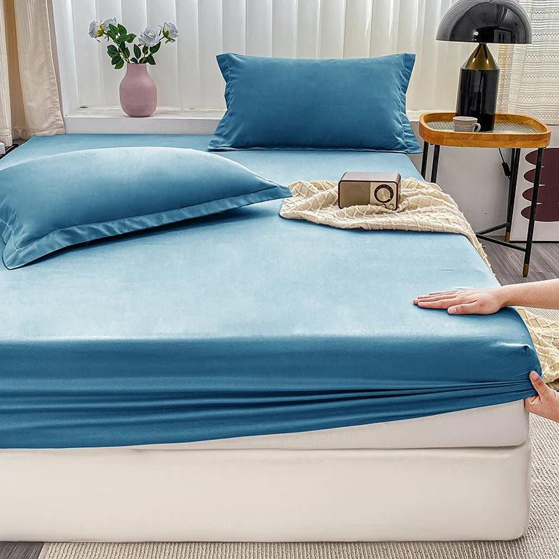 Yiran Furniture Spannbettlaken Set aus Mikrofaser in Blau, elastischer Matratzenbezug für Einzel-, Twin-, Queen- und King-Size Betten - Bild 2