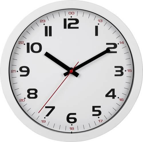 TFA Dostmann Quarz Wanduhr rund weiß mit Silent-Funktion, Durchmesser: 30,5 cm, Tiefe: 3,8 cm - Bild 1