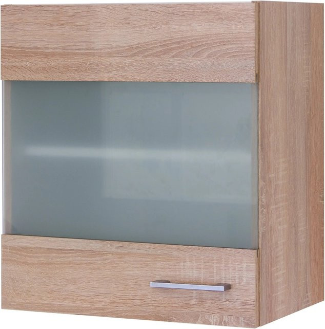 Flex-Well Glashängeschrank Samoa in Eiche und Weiß mit Glastüren, B/H/T: 50 x 55 x 32 cm - Bild 1