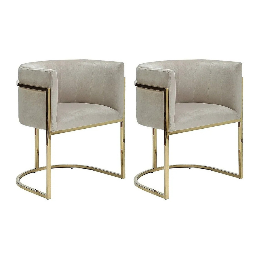 Vente-unique Stuhl Peria in Beige mit Samtbezug und Armlehnen sowie Gold-Metallgestell, Breite: 60 cm, Höhe: 60 cm - Bild 2