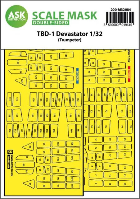 Trumpeter TBD-1 Devastator, Double-sided express fit mask, Zubehör, 1:32 - Bild 1