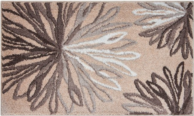 Rutschfeste Badematte in Beige mit grafischem Design aus 100% Polyacryl, rechteckig und für Fußbodenheizung geeignet - Bild 1
