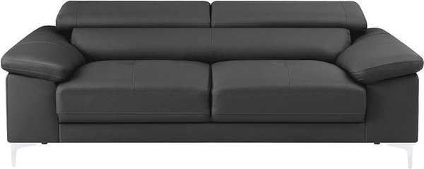 Vente-unique Sofa Solange in Anthrazitgrau aus Leder mit Breite: 210 cm