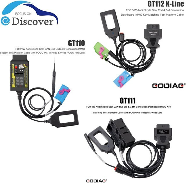 GODIAG VAG-Testplattformen Set GT112 K-Line, GT111 CAN-Bus und GT110 CAN-Bus UDS mit Pogo-Pin für VAG 2./3.5th/4. Generation - Bild 1