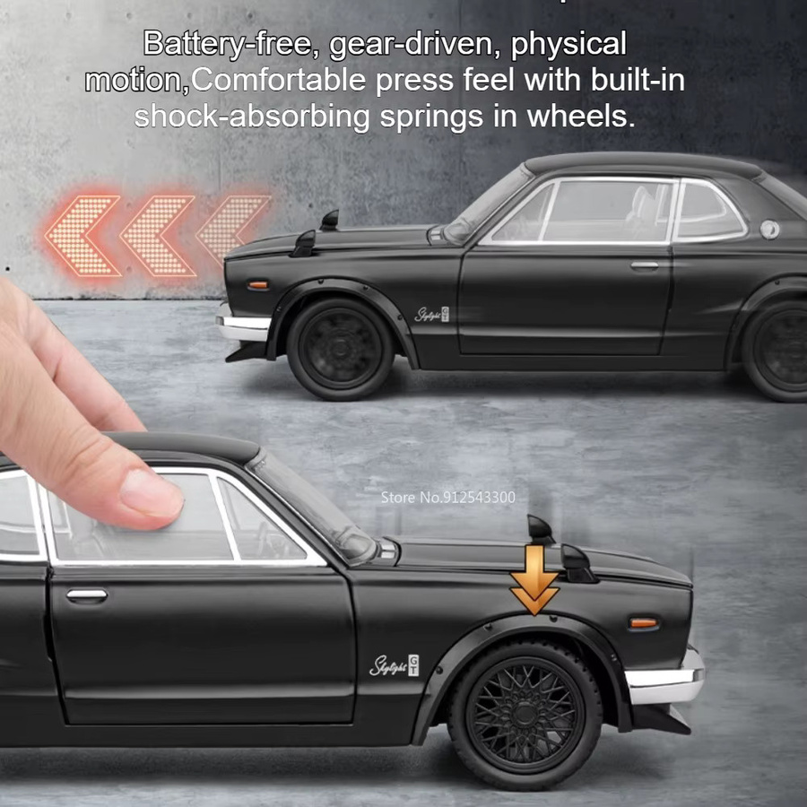 caipo Skyline GT-R Sportwagen-Modell Spielzeugauto, 1:22 Maßstab, Metall, mit Licht und Sound - Bild 3