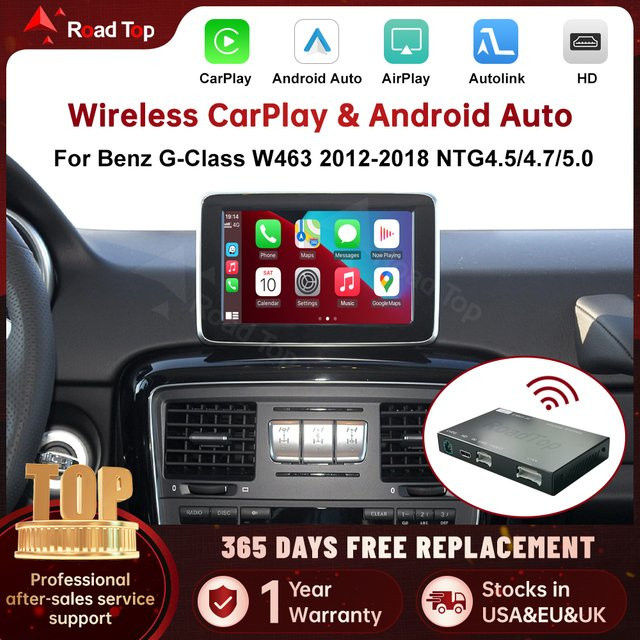 RoadTop Kabelloses CarPlay und Android Auto Interface für Mercedes Benz G-Klasse W463 (2012-2018) G63 G65 AMG G500 in Schwarz - Bild 1