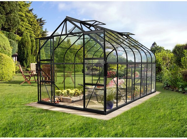Vitavia Gewächshaus Diana 11500 Schwarz mit Fundament und Sicherheitsglas aus Aluminium - Bild 1