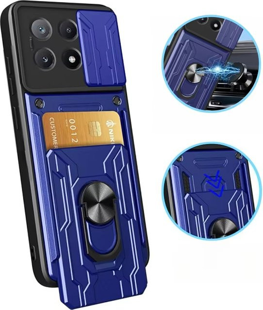 Schutzhülle für Xiaomi POCO X7 Pro 5G und Mi POCO X6 Pro 5G mit Kameraobjektivschutz und Kartensteckplatz in Grau - Bild 1