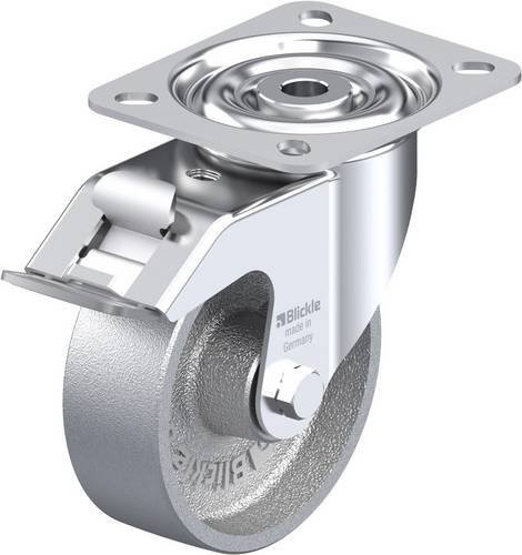 Blickle Lenkrolle LI-G 100G-FI mit Feststeller, Rad-Durchmesser: 100 mm, Tragfähigkeit: 150 kg, Farbe: Silber/Blau - Bild 1
