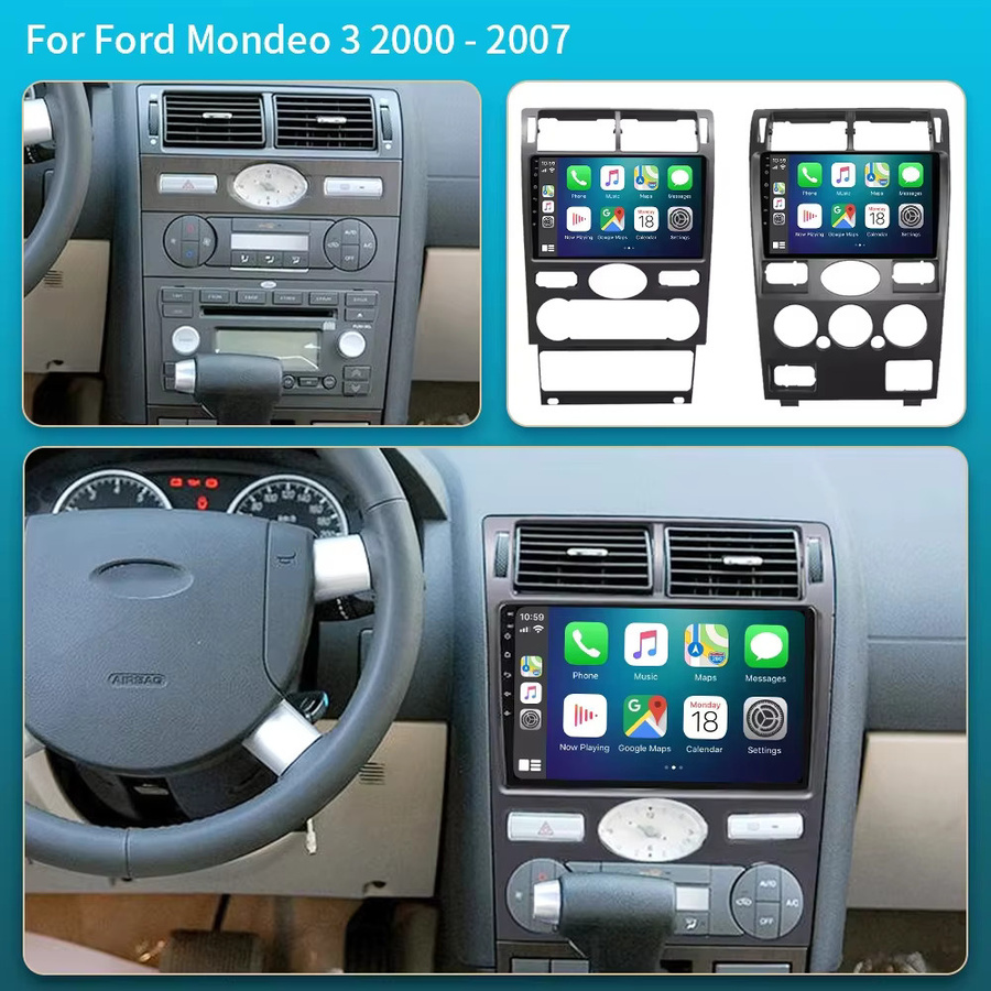 TIEYEZ Android 16 Auto-Radio für Ford Mondeo MK 3 (2000-2007) mit Carplay, Android Auto, 4G, WIFI und GPS in Schwarz - Bild 2