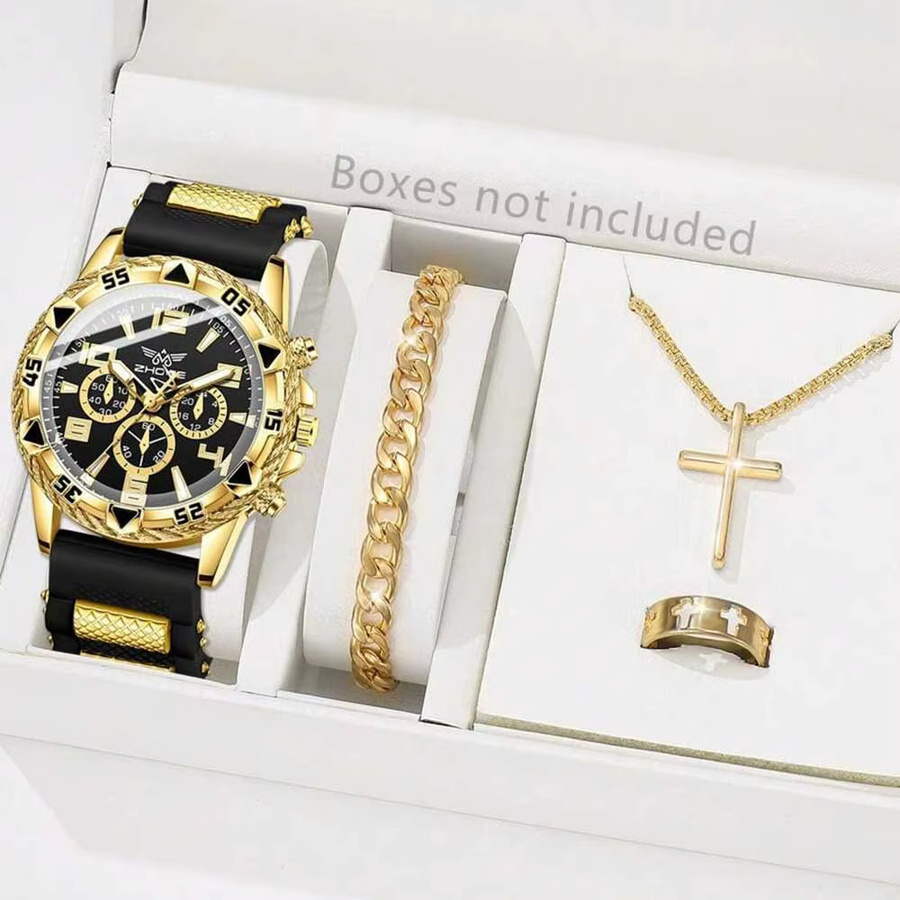 RUNERR Schmuck-Set, Digitaluhr, Quarz, Edelstahl, Schwarz, Herren - Bild 2