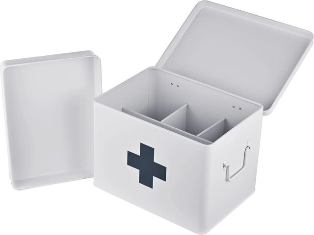 Relaxdays Medizinbox aus Metall in Weiß mit Griffen, B/T/H: 21 x 28 x 20,5 cm - Bild 1