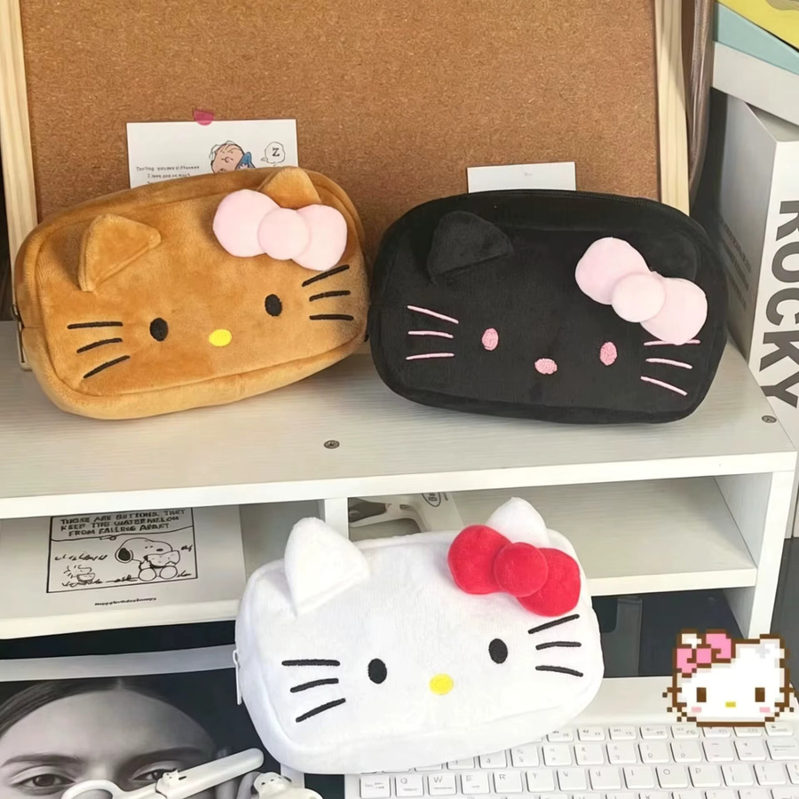 Hello Kitty Aufbewahrungstasche in Weiß als Kawaii Federmäppchen und Make-up-Tasche aus Textil - Bild 3