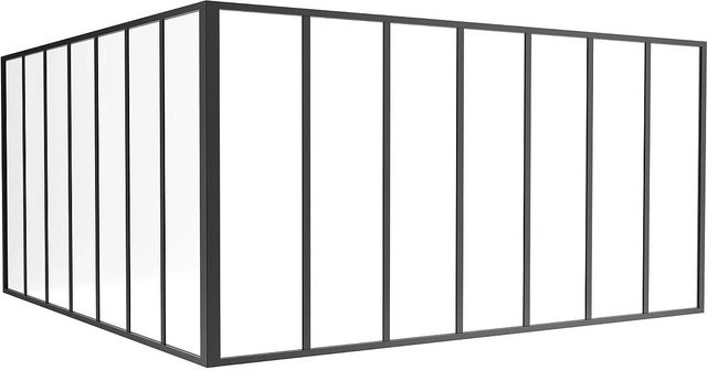 Vente-unique Glaswand Bayview in Schwarz aus Aluminium und Glas, Breite: 210 cm, Höhe: 105 cm - Bild 1