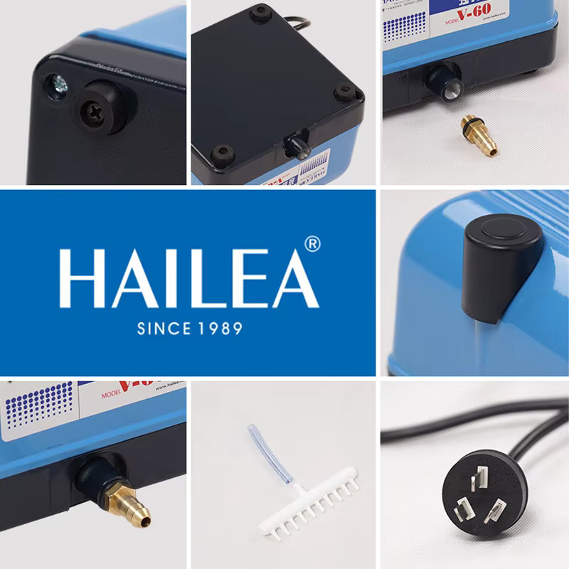 Hailea Ultra-leise Aquarien-Luftpumpe Sauerstoffpumpe in Blau - Bild 3
